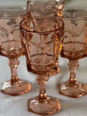 Fostoria Virginia Peach Pink Water Goblets Set of 4 | 1983-1986 | HTF